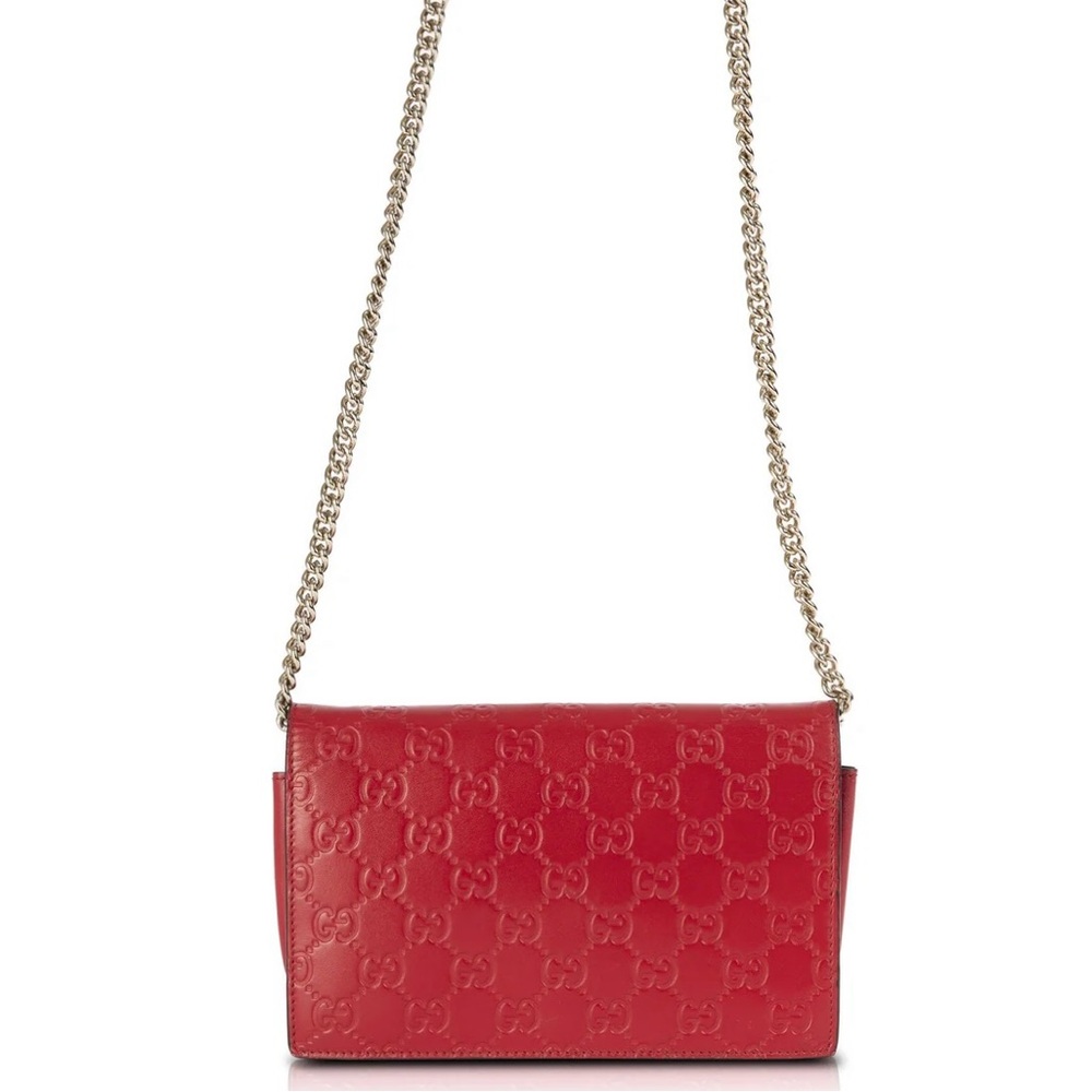 Gucci Red Patent Leather Chain Shoulder Crossbody - Picture 3 of 6